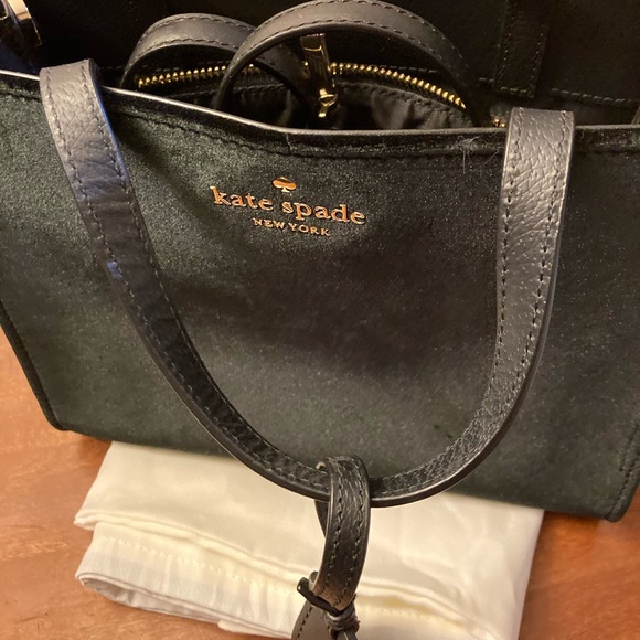 EUC Kate Spade black Thompson Street velvet Sam crossbody purse looks brand new - Picture 2 of 16